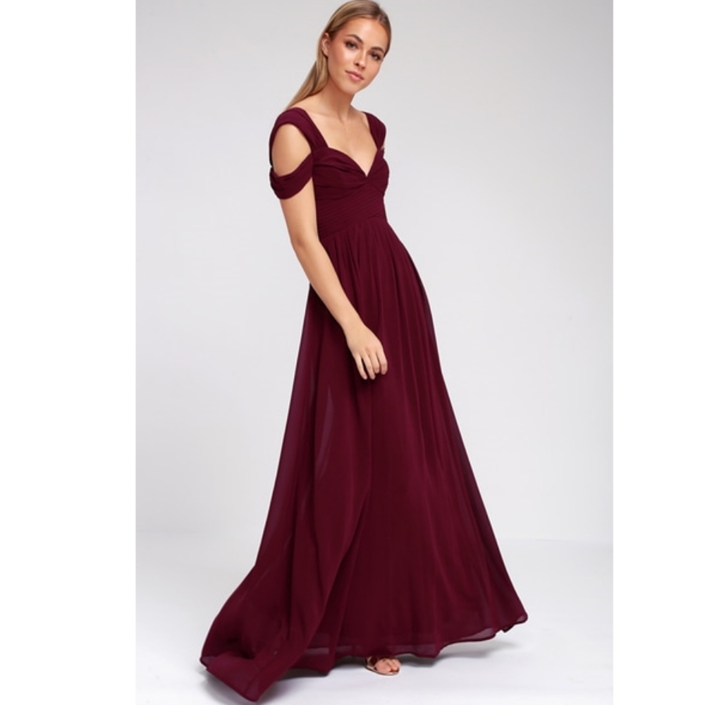 NEW Lulus Make Me Move Burgundy Maxi Dress